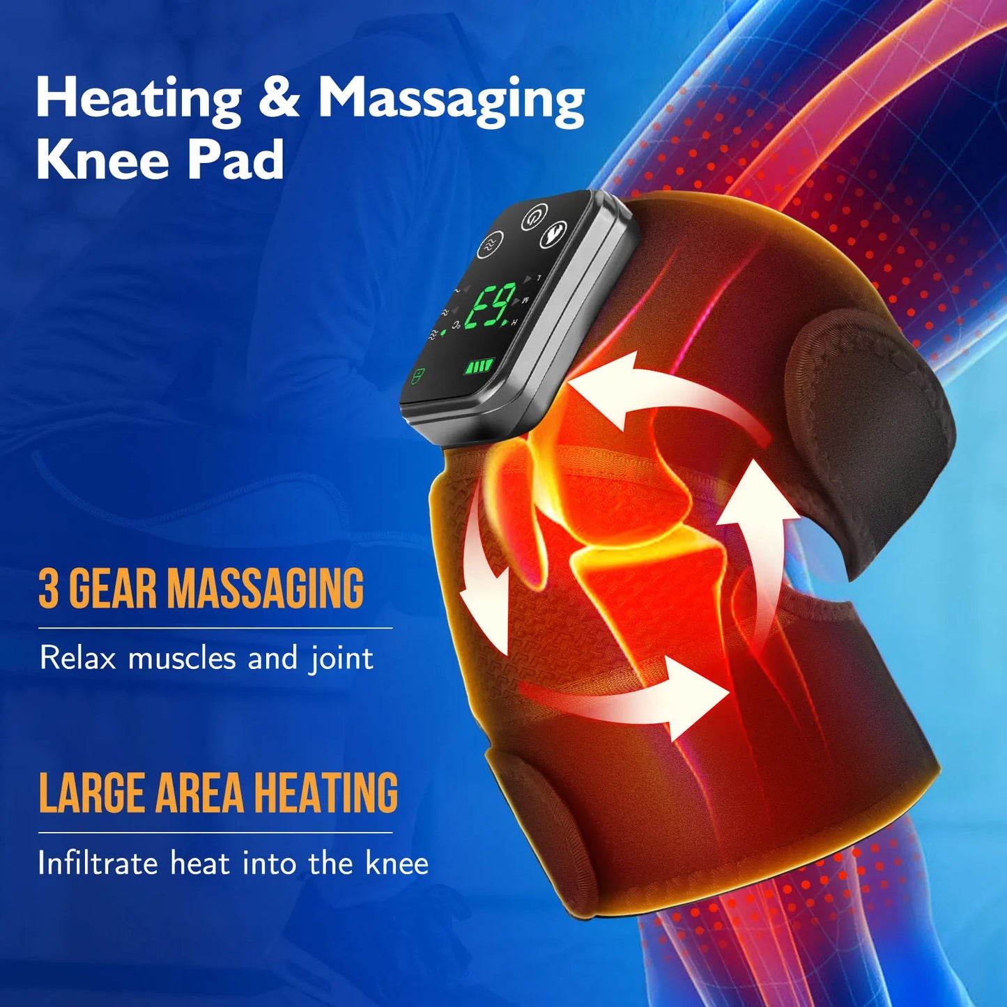 Thermal Knee Pad Eletric Knee Temperature Massager Leg Joint Brace Heating Vibration Massage 3 In 1 Elbow Shoulder Support